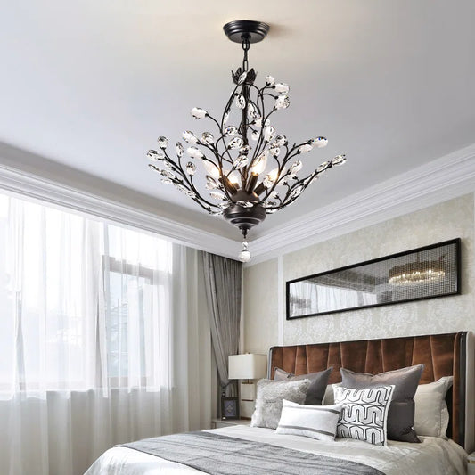Elegant Crystal Chandelier with Sleek Iron Design