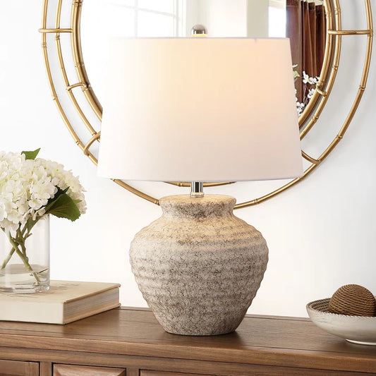 Ancient Greek-Inspired Distressed Ceramic Table Lamp