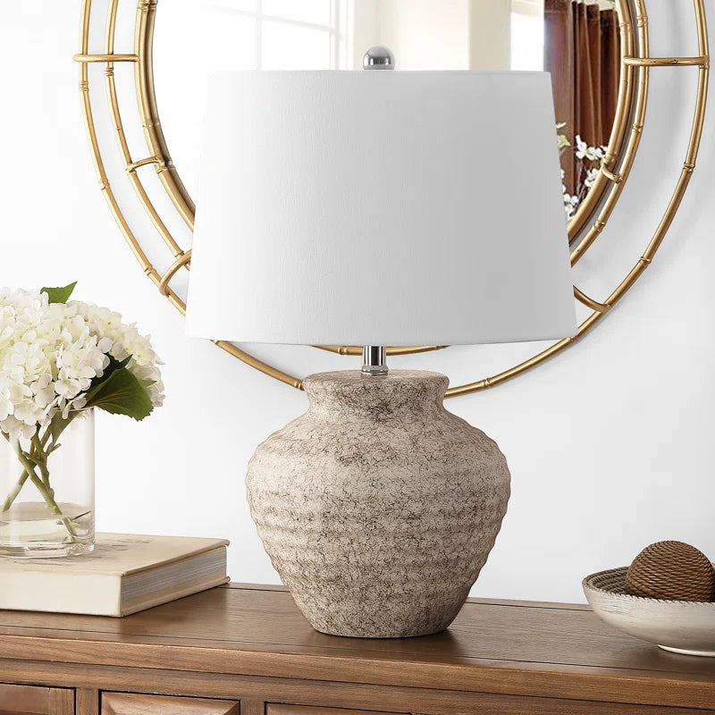Ancient Greek-Inspired Distressed Ceramic Table Lamp