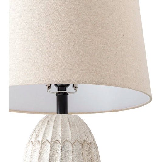 Classic Artisanal White Resin Table Lamp Accent