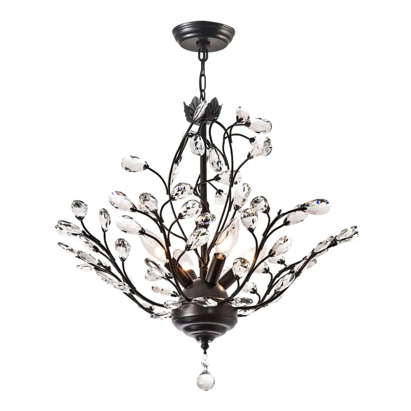 Elegant Crystal Chandelier with Sleek Iron Design