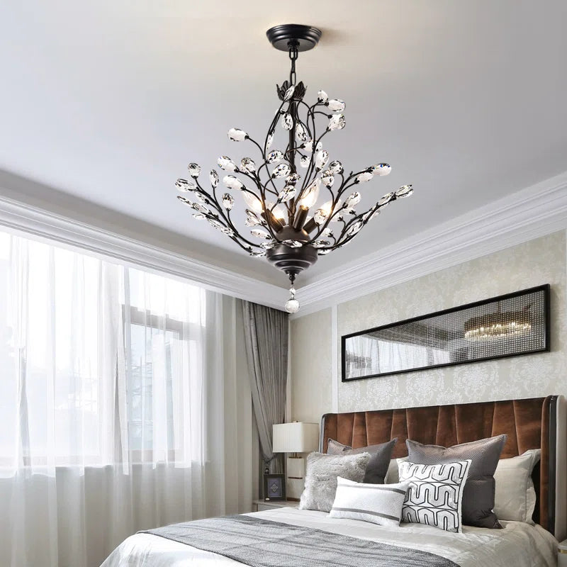 Elegant Crystal Chandelier with Sleek Iron Design