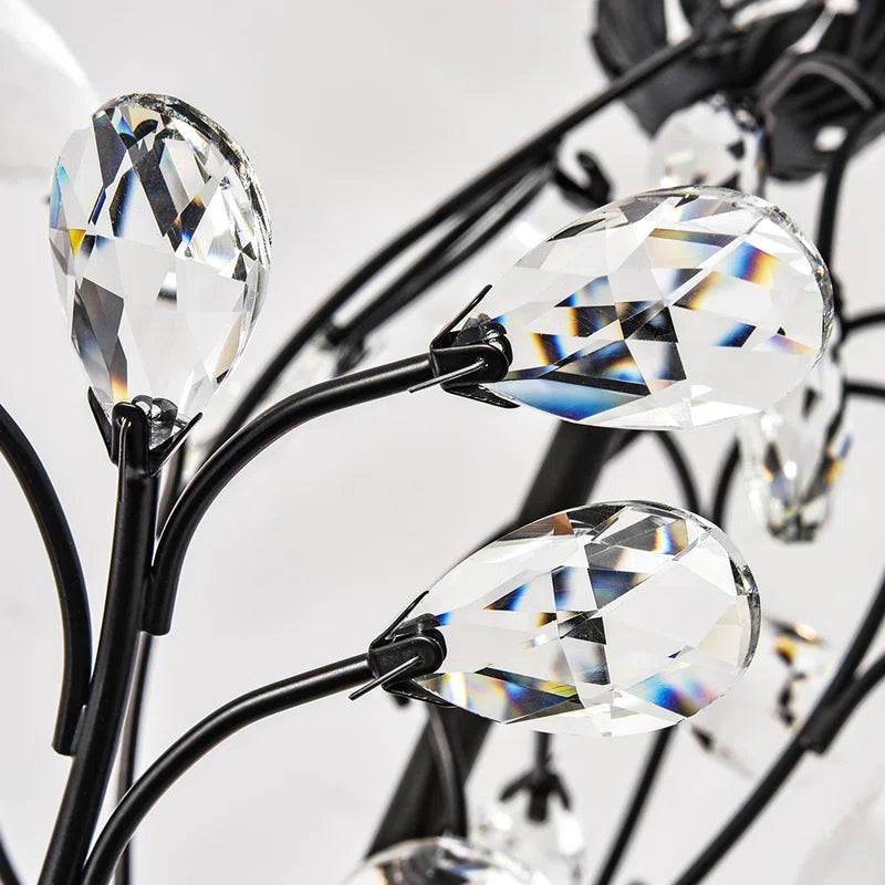 Elegant Crystal Chandelier with Sleek Iron Design