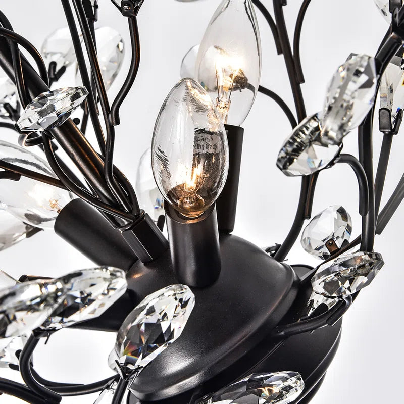 Elegant Crystal Chandelier with Sleek Iron Design