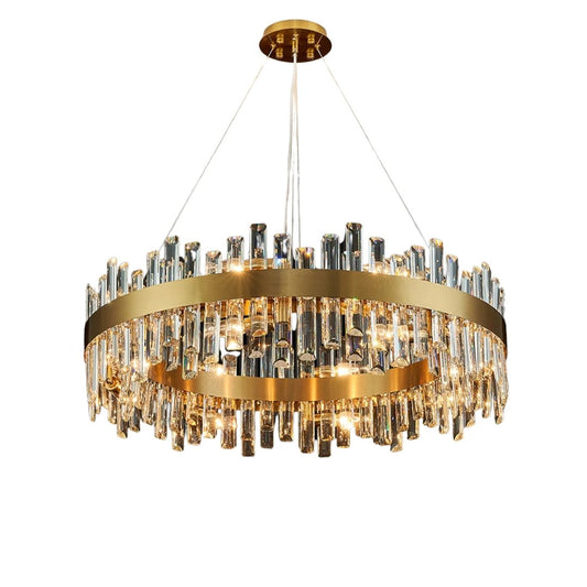 Modern Stainless Steel Chandelier with K9 Crystals