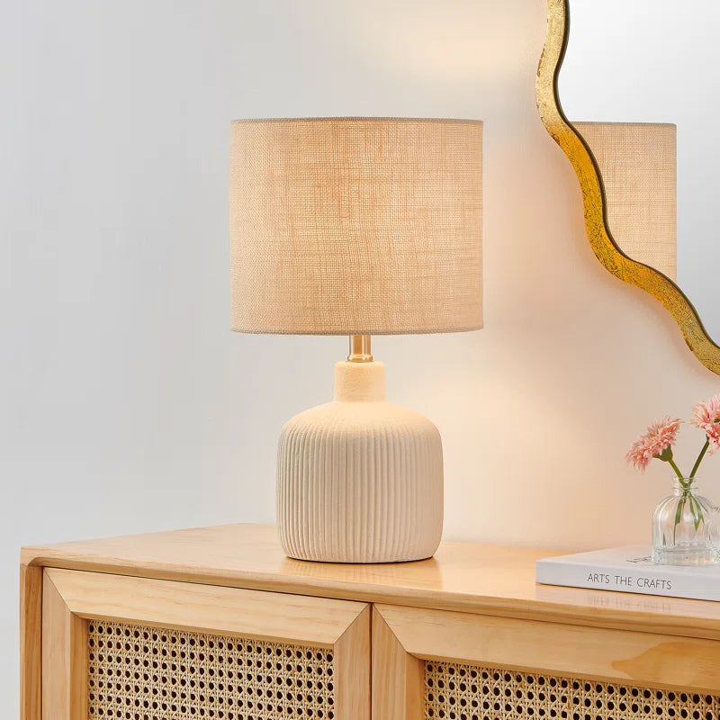 Serene Cream White Ceramic Table Lamp Minimalist Design