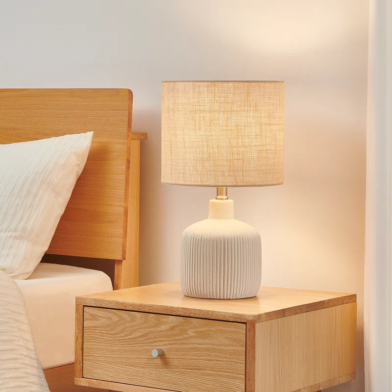 Serene Cream White Ceramic Table Lamp Minimalist Design